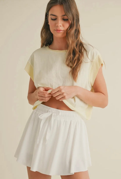 lemon cut out crop tee