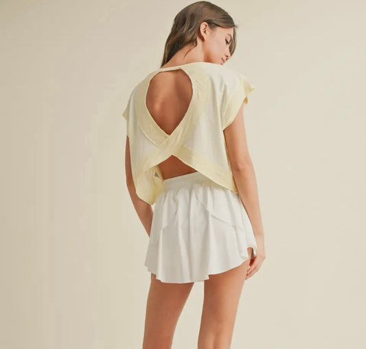 lemon cut out crop tee