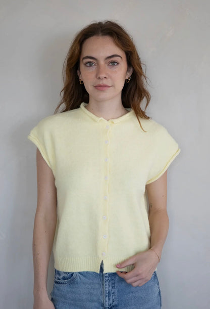 butter yellow tank cardigan