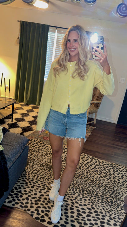 butter yellow cardigan