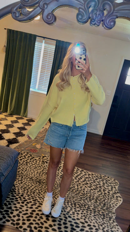 butter yellow cardigan