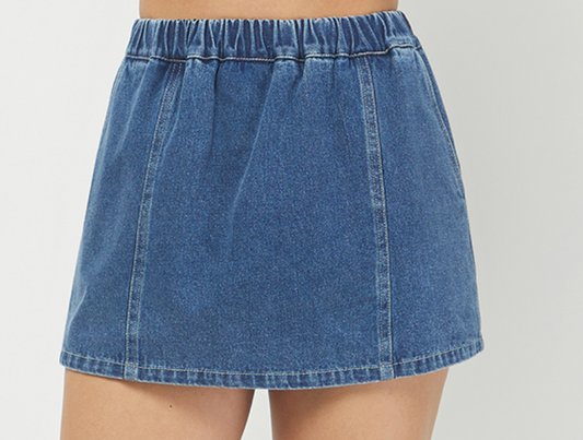 indigo denim skort
