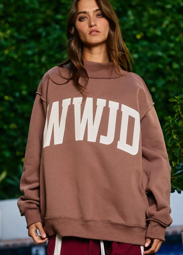 wwjd mockneck sweatshirt