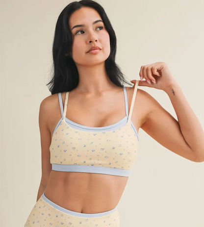 lemon ditsy sports bra